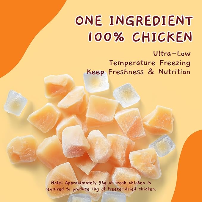 Jungle Calling Freeze-Dried Chicken Treats for Cats & Dogs, Single Ingredient, Grain-Free, High Protein Training Rewards & Food Topper (Chicken Cubes, 3.2 oz) (Pack of 2)