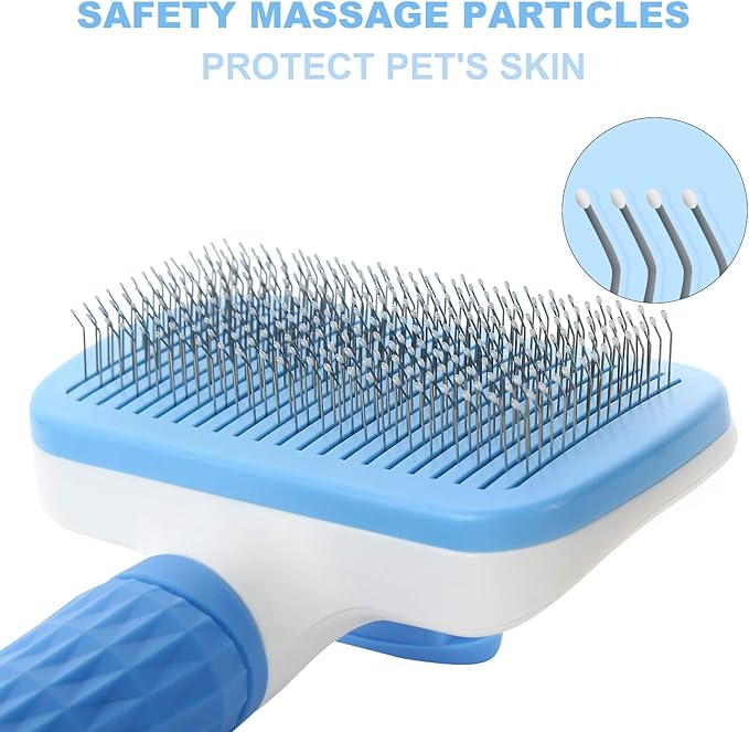 Self Cleaning Slicker Brush -Dog Brush & Cat Brush–Pet Grooming Brush- Shedding Grooming Tools-Gently Removes Loose Undercoat, Mats and Tangled Hair