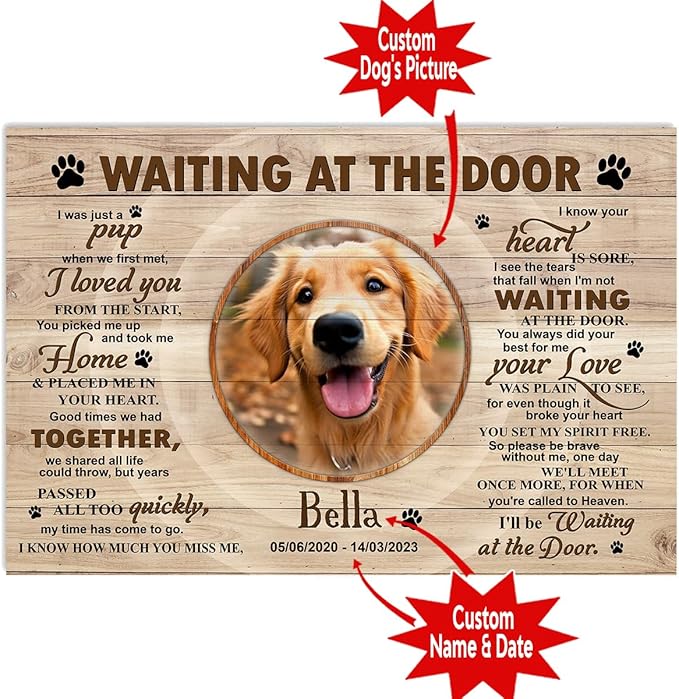 P80711 Unique Dog Memorial Poster Gifts - Personalized Memorial Sayings for Dog Lovers - Wall Art Decor, Custom Landscapes