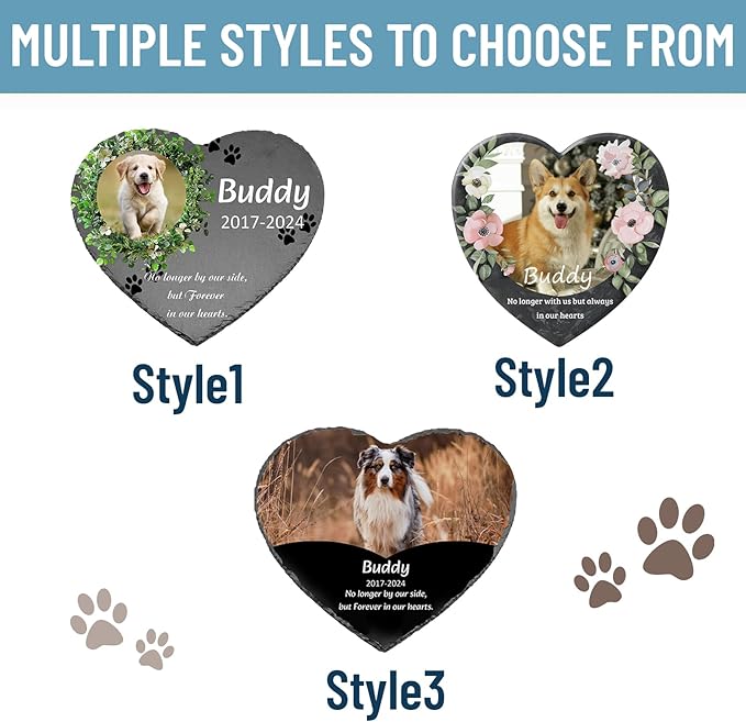 Personalized Pet Memorial Stone - Dog Memorial Stone Dog Headstones Pet Memorial Gifts for Dogs Pet Rock Dog Grave Markers Outdoor Dog Memorial Gifts for Loss of Dog (No Wreath)