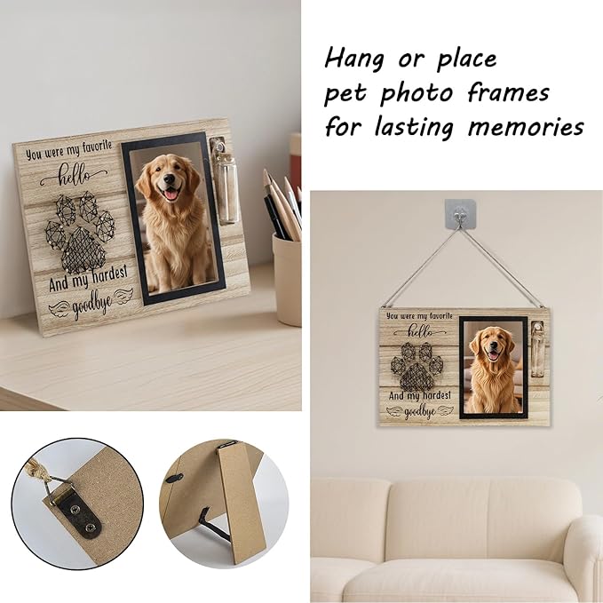 Dog Memorial Gifts for Loss of Dog, Picture Frame for 4.3x6.3in Photo with a Glass Bottle for Collect Hair, Loss of Dog Sympathy Gift - Cat Pet Bereavement Remembrance Picture Frame
