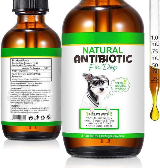 Antibiotics for Dogs, Natural Antibiotics for Dogs, Dog Multivitamin for Pets, Dog Supplies Antibiotics, Dog Allergy and Itch Relief - 60ML