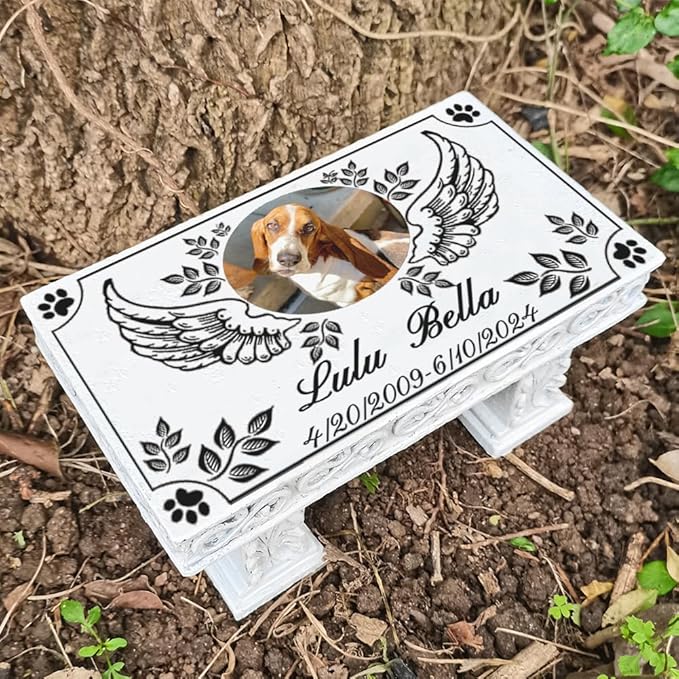 Personalized Memorial Bench for Pet Human, Custom Pet Memorial Stone with Colorful Photo, Pet Grave Marker Dog Headstone Cat Tombstone, Loss of Pet Gifts, Memorial Garden Plaque