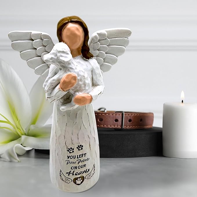 Dog Memorial Angel Figurine - Loss of Dog Sympathy Gift, White