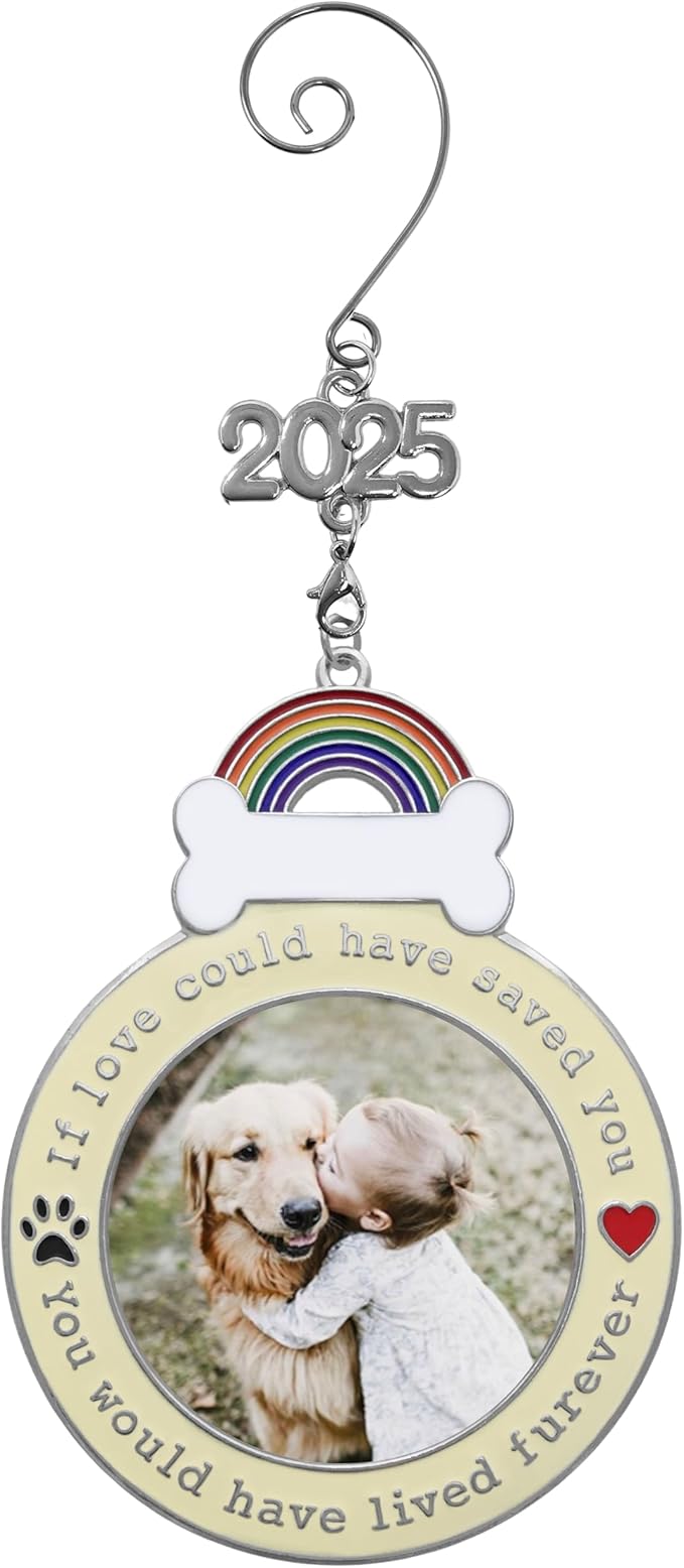 Dog Memorial 2025 Photo Ornament - If Love Could Have Saved You -Design - Sympathy Gift - Bag Included - Choose The Customized Option and We Will Insert Your Photo - 3.5" D