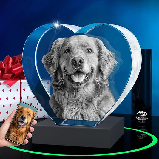 ArtPix 3D Premium Crystal Photo, Personalized Dog Memorial Gifts with Your Own Photo for Dog Lovers, Pet Owners, 3D Laser Etched Picture, Engraved Crystal in Memory of Dog, Customized Gifts
