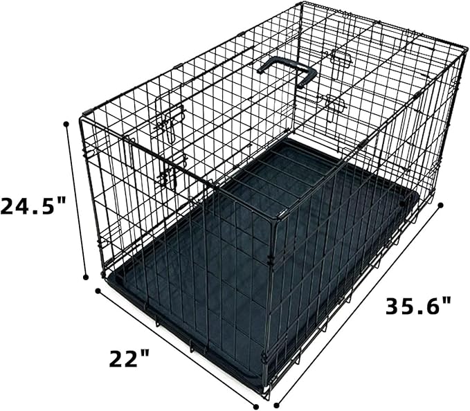 36 Inch Dog Crate Metal Wire Dog Cage with Double Door Dog Kennel with Divider Panel Secure Latches for Large Dogs Dog Crates for Medium Dogs Portable Durable Easy to Assemble