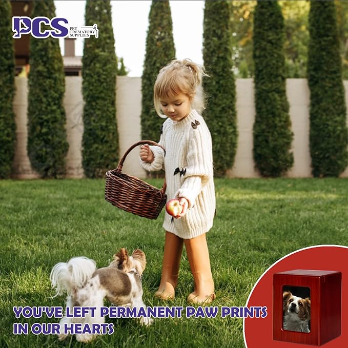 PCS Pet Urns for Dogs Ashes, Dog Photo Urn, Urns for Dog Ashes, Pet Cremation Box Red-Small