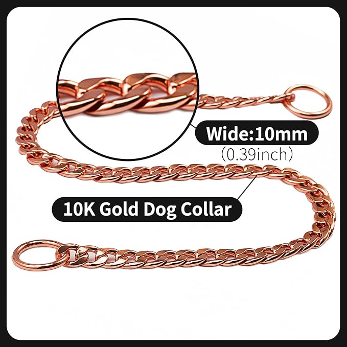 Stainless Steel P Chock Metal Chain -JYHY Dog Necklace Collars Walking Training Pet Supplies for Small Medium Large Dogs (20" (Neck Fits 16"-18"), Rose Gold-1)