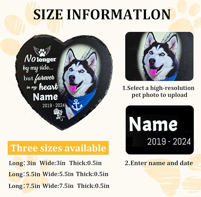 Memorial Stone for Loss of Dog, Personalized Dog Memorial Stone Gifts - Sympathy Remembrance Plaque, Custom Colorful Pet Memory Garden, Passing Away Gifts for Cat Grave Headstones (Heart 03)