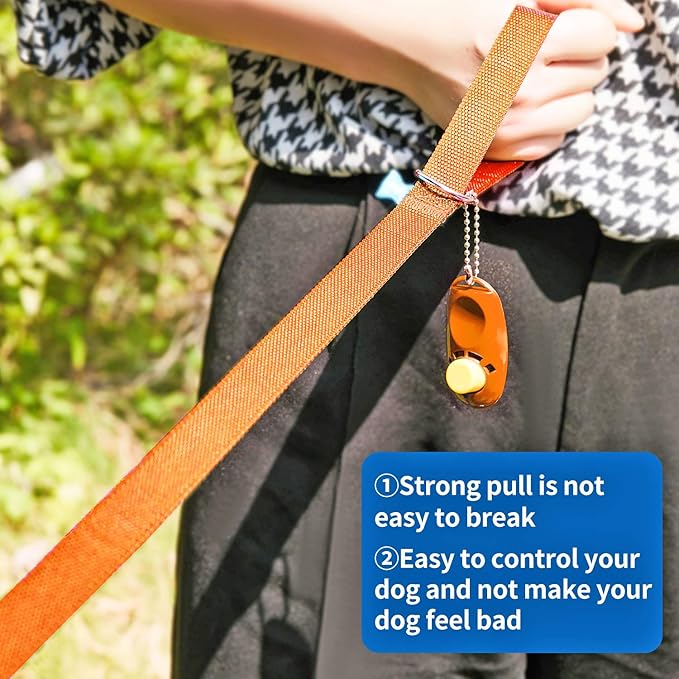 BAAPET 15/20/30/50/100 ft Long Dog Training Leash with Clickers for Small, Medium and Large Dogs or Cats (15 Feet, Orange)