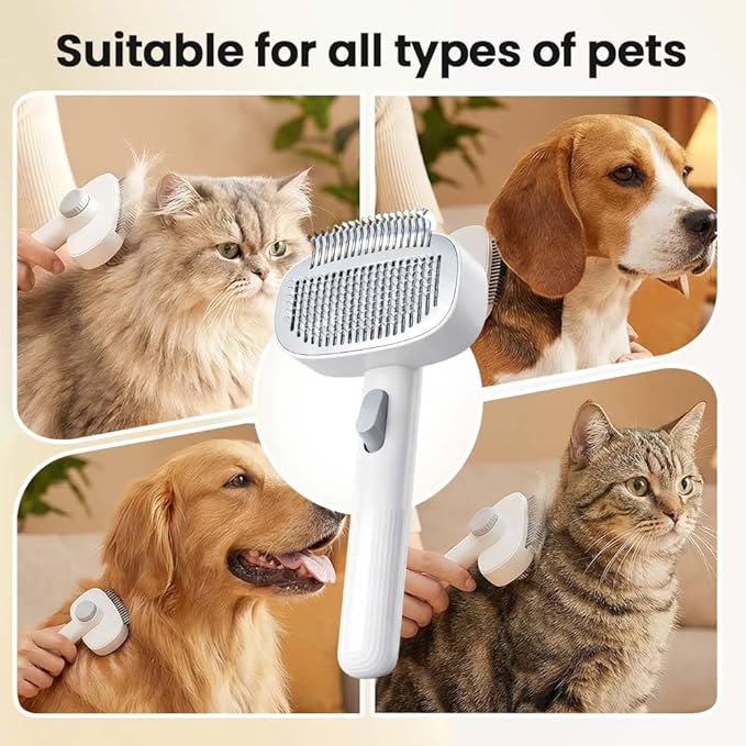2-in-1 Pet Self-Detangling & Grooming Comb, Cats & Dog Dematting Brush & Undercoat Rake, Gentle Undercoat Rake & Brush for Long or Short Hair, Removes Mats Tangles and Loose Fur (2, Gray)