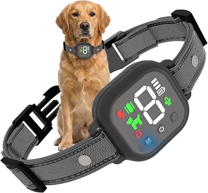 No Bark Anti-Bark Dog Collar, Smart Bark Control with 4 Modes, 8 Sensitivity Levels, Rechargeable for Dogs (Black)