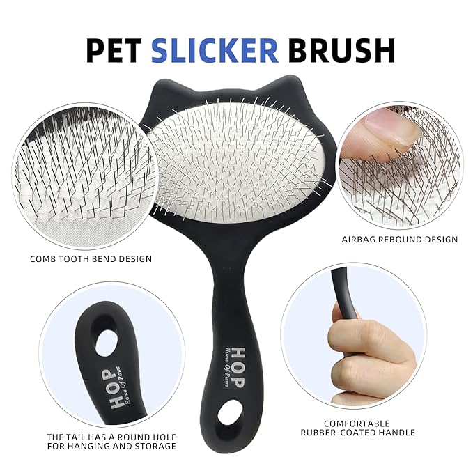 Cat Head Slicker Brush for Dogs Long Pin Dog Slicker Brush for Shedding Dog Dematting Comb Pet Grooming Tool for Dogs and Cats Remove Loose Hair Undercoat Knots Tangles