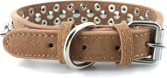 Studded Dog Collar, PU Leather Silver Dome Stud Anti-Bite Collar for Dogs, Adjustable Heavy Duty Punk Style Collar for Small Medium Large Dogs, Pitbull Mastiff Rottweiler Doberman, 5 Colors 4 Sizes