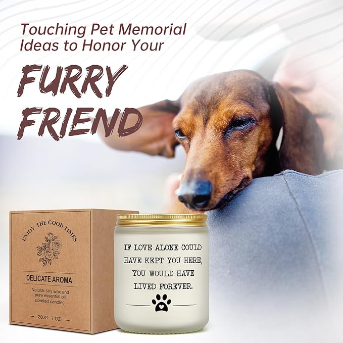 Pet Memorial Gifts for Loss of Dog Cat, Sympathy Gift for Pets Loss, Dog Bereavement Cat Memorial Candle, Remembrance Present in Memory of Cat, Passing Away Condolence Presents for Friends Pet Owner