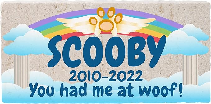 Personalized Pet Memorial Stone, 6x12 Custom Limestone Pet Grave Markers as Keepsake or Pet Remembrance, Thoughtful Pet Loss Gifts for Bereaved Pet Owners, Personalized Memorial Gifts (Scooby)