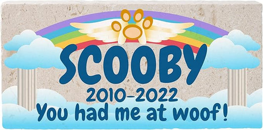 Personalized Pet Memorial Stone, 6x12 Custom Limestone Pet Grave Markers as Keepsake or Pet Remembrance, Thoughtful Pet Loss Gifts for Bereaved Pet Owners, Personalized Memorial Gifts (Scooby)