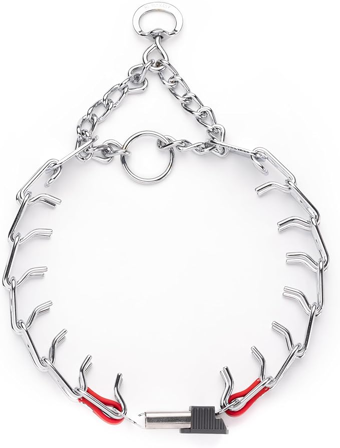 Herm Sprenger Prong Collar 3.0 Quick Release with Short Links & Swivel for Easy Use & Biothane Insert | Chrome Plated Steel Dog Training Pinch Collar for Dogs, 20in (Necks up to 16-17in) (Cherry Red)