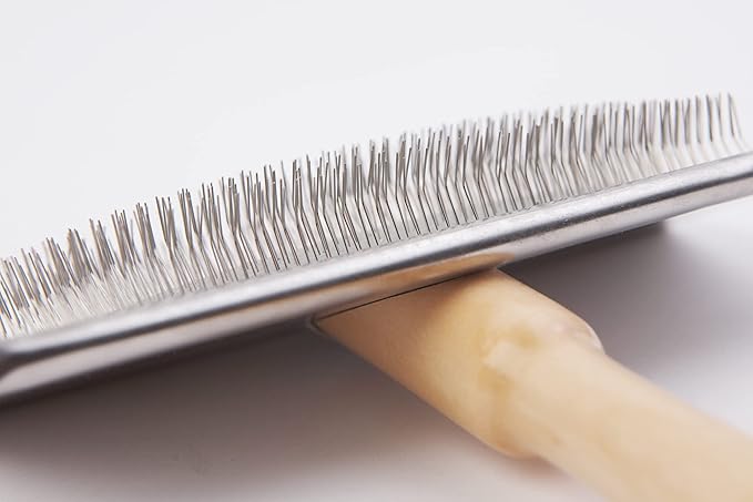 Ancol Heritage Wood Handle Soft Slicker Dog Brush Puppy Pet Grooming Tool Large Wired Bristles Removes Dead Hair Tangles Promotes Glossy Coat Wooden Handle Large