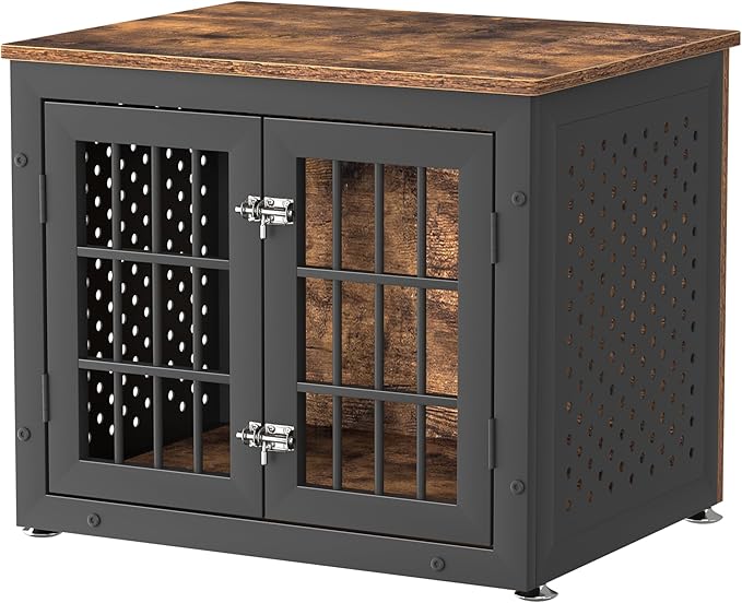 26" Heavy Duty Dog Crate Furniture for Small Dogs, Metal Kennel for High Anxiety Dogs, Chew Proof Pet Cage Indoor, Decorative Dog Kennel End Table