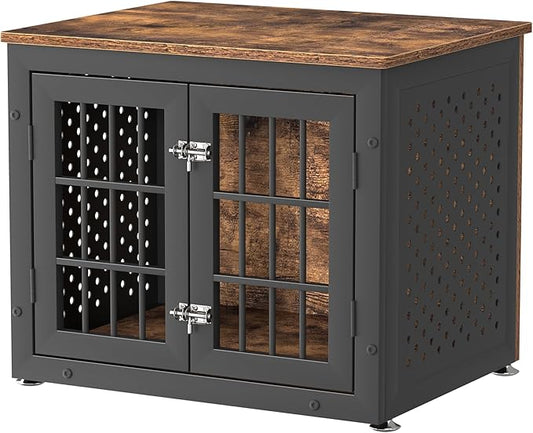 26" Heavy Duty Dog Crate Furniture for Small Dogs, Metal Kennel for High Anxiety Dogs, Chew Proof Pet Cage Indoor, Decorative Dog Kennel End Table