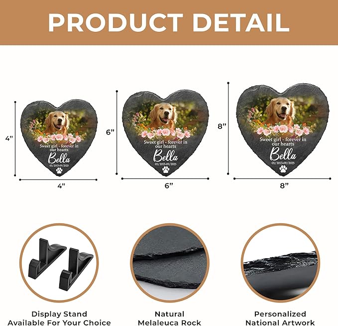 Dog Stone Memorial for Dogs Personalized Pet Memorial Plaque | Thoughtful Pet Loss Gifts Dog Personalized Condolence Gifts for Dogs | Customized Sympathy Stones and Plaque for Pets Lovers