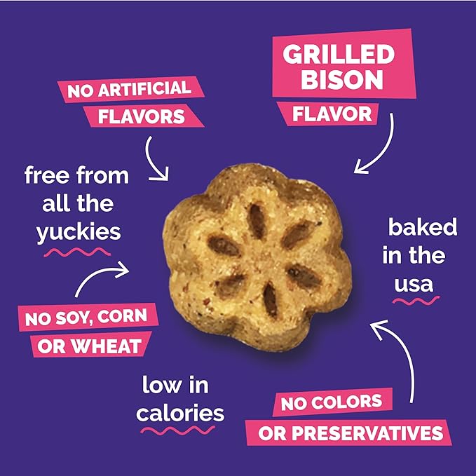 Fruitables Skinny Mini Dog Treats, Healthy Sweet Potato Treat for Dogs, Low Calorie & Delicious, Puppy Training, No Wheat, Corn or Soy, Made in The USA, Grilled Bison Flavor, 12oz
