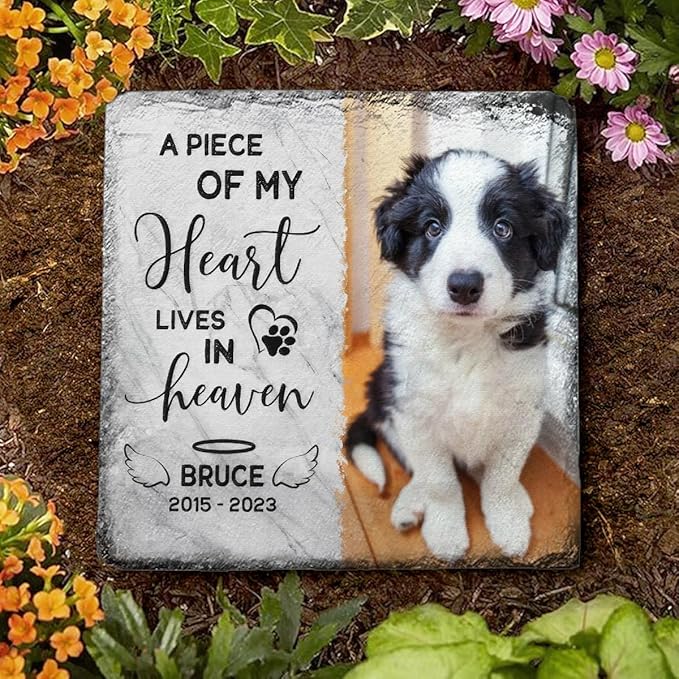 Dog Passing Away Gifts - Pet Memorial Stone - Personalized Square Shaped Pet Memorial Stones for Dogs - Dog Memorial Gifts for Loss of Dog - Cat Memorial Stone
