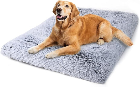 Vonabem Dog Bed, Extra Large, Plush Soft Pet Beds for XL Dogs, Crate Pad, Washable, 41L x 27W x 2H Inches, 100 lbs Capacity, Grey