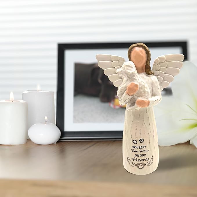 Dog Memorial Angel Figurine - Loss of Dog Sympathy Gift, White