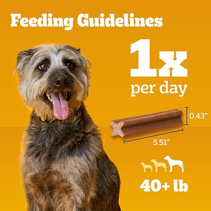 Pedigree Dentastix Dog Dental Treats, Large Breed Dog Treats, Beef Flavor, 1.67 lb. Bag (32 Treats Total)
