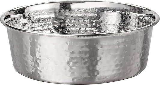 Neater Pet Brands Hammered Decorative Designer Bowls - Luxury Style Premium Dog and Cat Dishes (Medium, Stainless)