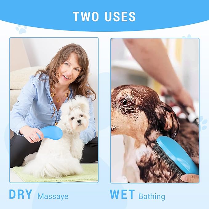 Small Dog Brush - Puppy Brush Grooming Tool for Teddy Yorkies Maltese, Gentle Hair Remover for Easy Pet Grooming at Home (Blue)