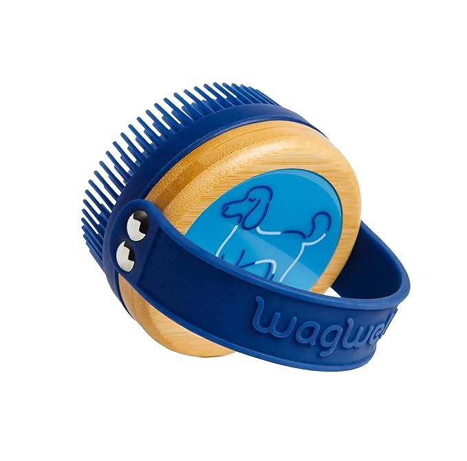WagWell Dog Fur & Body Brush | Deshedding Grooming Tool | Easy Palm Grip, Gentle Silicone Grooming Brush for Dogs | Helps Reduce Shedding & Dander | Safe for Wet or Dry Use | All Coat Types