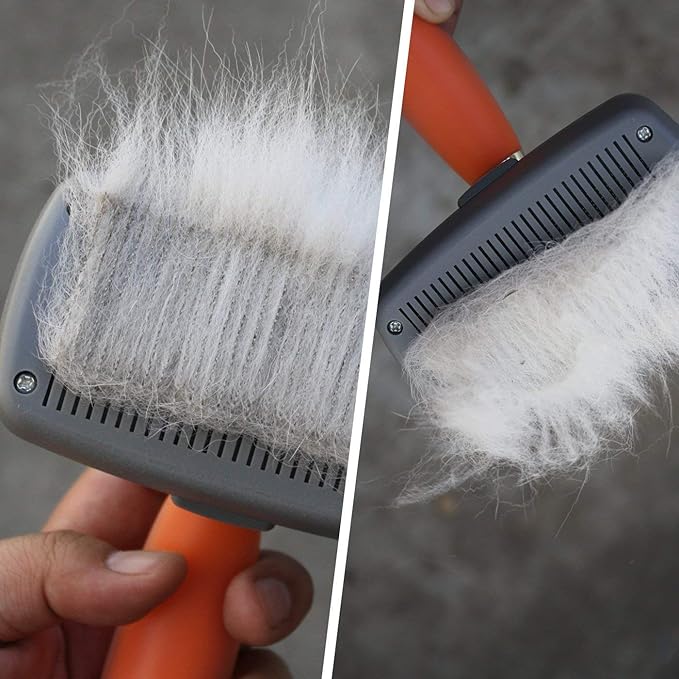 GoPets Pet Grooming Kit Bundle With 2 Sided Pin and Bristle Comb + Professional Self-Cleaning Slicker Brush for Dogs and Cats