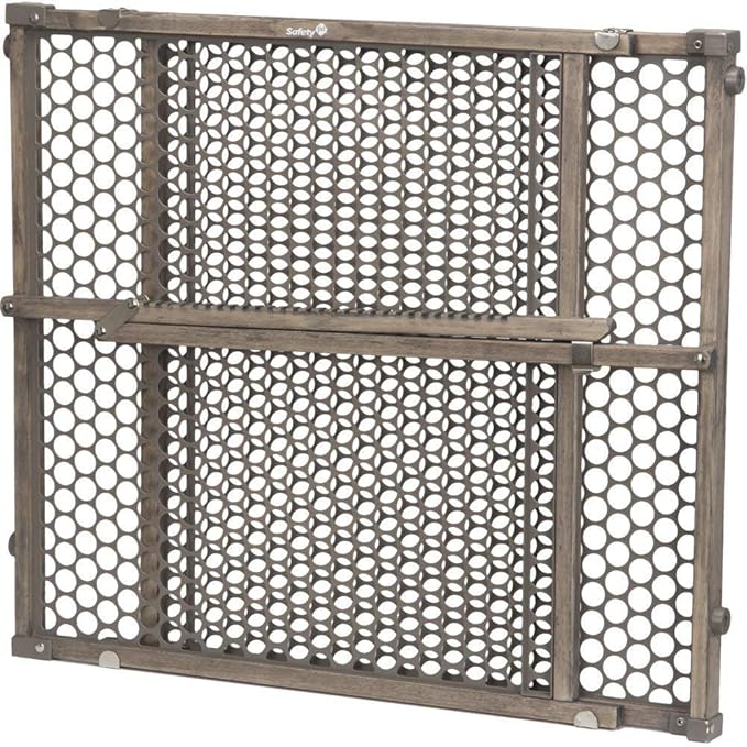 Safety 1st Adjustable Baby Gate for Doorways, Pressure Mount Fastening Gates for Pets, Toddlers, Babies, Children, Vintage Wood, Grey