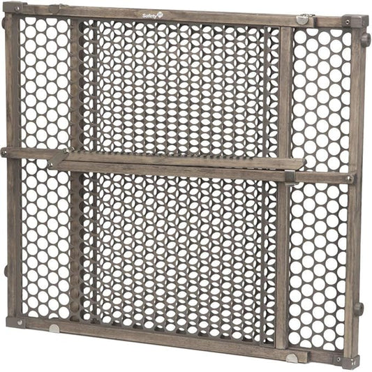 Safety 1st Adjustable Baby Gate for Doorways, Pressure Mount Fastening Gates for Pets, Toddlers, Babies, Children, Vintage Wood, Grey
