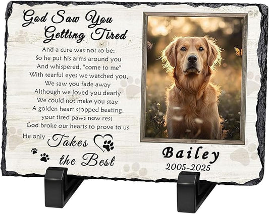 Ships Next Day Personalized Dog Memorial Gifts for Loss of Dog, Custom Pet Memorial Stone with Photo Name Date Bereavement Sympathy Gift for Dog Cat Lover