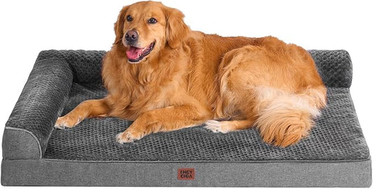 EHEYCIGA Extra Large Dog Bed Othorpedic, Memory Foam XL Dog Bed with Washable Removable Cover, Waterproof Pet Sofa Couch XLarge Size Dogs with Nonskid Bottom, 44x32x6.5, Dark Grey