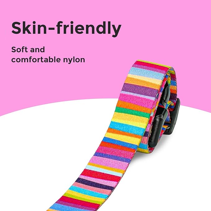 Kazazoo Dog Collar Cute and Soft Nylon Puppy Collar for Boy and Girl, Adjustable Dog Collars for Small Medium Dogs, Rainbow-M