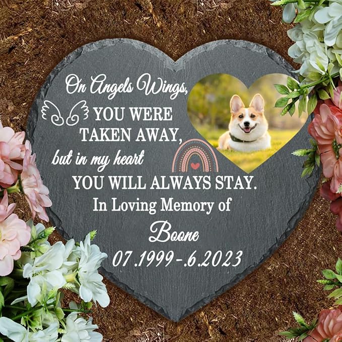 Rainbow Bridge Garden Stone Dog Memorial, Always and Forever in Our Hearts Personalized Memorial Garden Stone,Memorial Garden, Sympathy Gifts, Remembrance, Bereavement Gifts