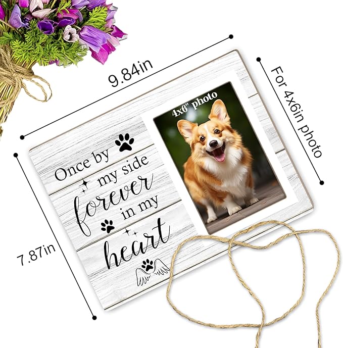 Memorial Picture Frame, Dog and Cat Memorial Photo Frame, Pet Memorial Gifts Photo Frame for Loss of Pet Sympathy Keepsake Gifts, Forever In My Heart