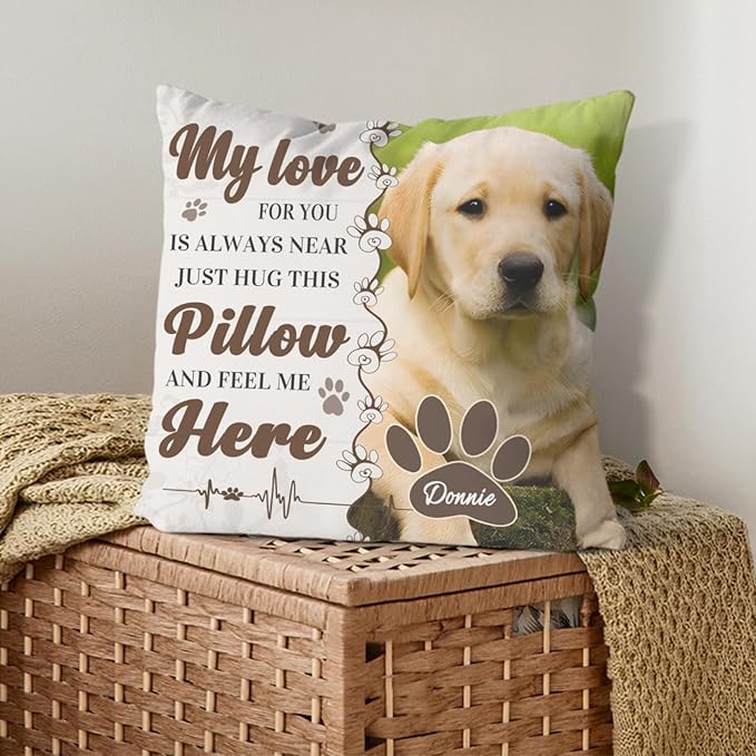 Alienc Personalized Dog Memorial Pillow with Photo - Custom Pet Memory Gift, Soft Sympathy Gift for Loss of Dog or Cat, Heartfelt Remembrance Throw Pillow