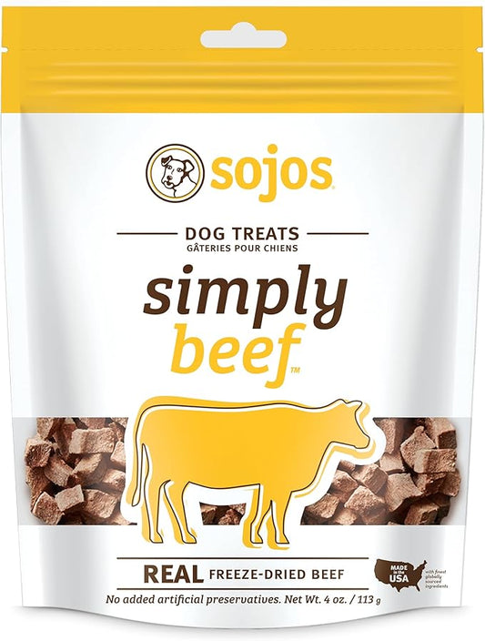SOJOS Simply Beef Freeze-Dried Dog Treats, 4 oz