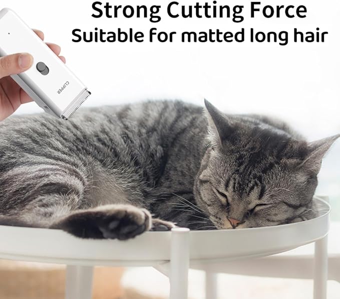 Handy Pet Hair Trimmers Recommended By The Vet,Super Quiet Long Lasting Powerful Dog Clippers(Waterproof USB Rechargeable Grooming Shavers for Dogs and Cats with Matted Coats) White