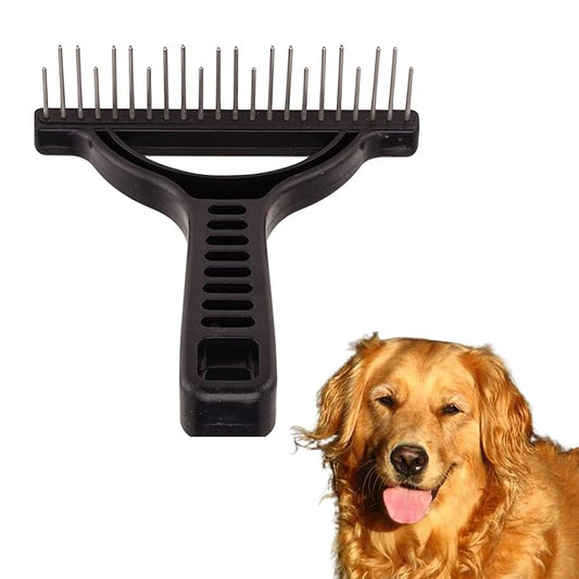The Untangler Rakes for Grooming and Shedding -silky smooth rotating teeth to easily collect loose hair (Black, Shedding)