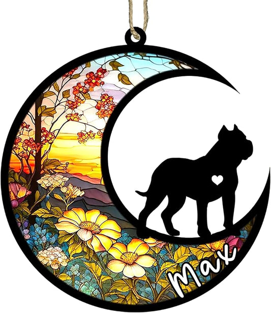 Personalized Dog Memorial, Custom Name Presa Canario Dog Christmas Ornament with Name, Custom Breeds, Pet Loss Light Catcher, Gifts for Lovers Loss of Pet Sympathy on Mothers Day Christmas