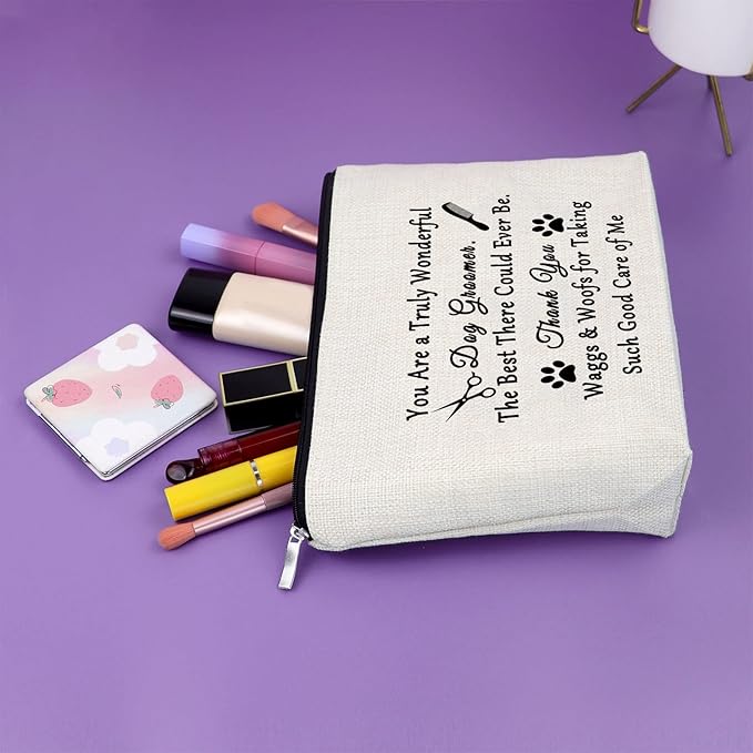 Sazuwu Birthday Gifts for Dog Groomer Makeup Bag Pet Groomer Gifts for Women Cosmetic Travel Pouch Thanksgiving Thank You Appreciation Christmas Birthday Present