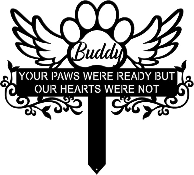 Personalized Pet Memorial Grave Marker, Custom Pet's Name Cemetery Decorations for Funerary, Metal Pet Garden Stake, Outdoor Sympathy Pet Stake Plaque Gift for Loss Dog